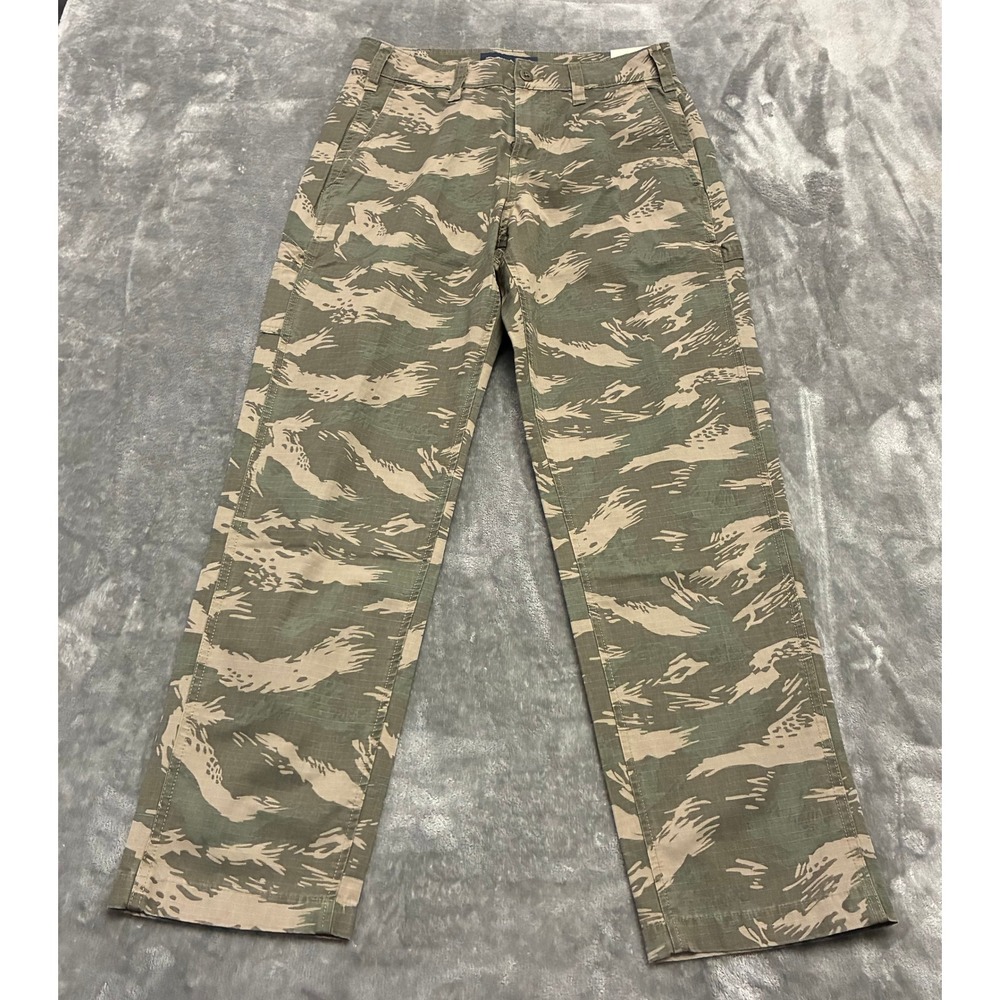 Abercrombie & Fitch Camo Cargo Pants Mens 29x30 Loose Fit Green Beige Rip Stop